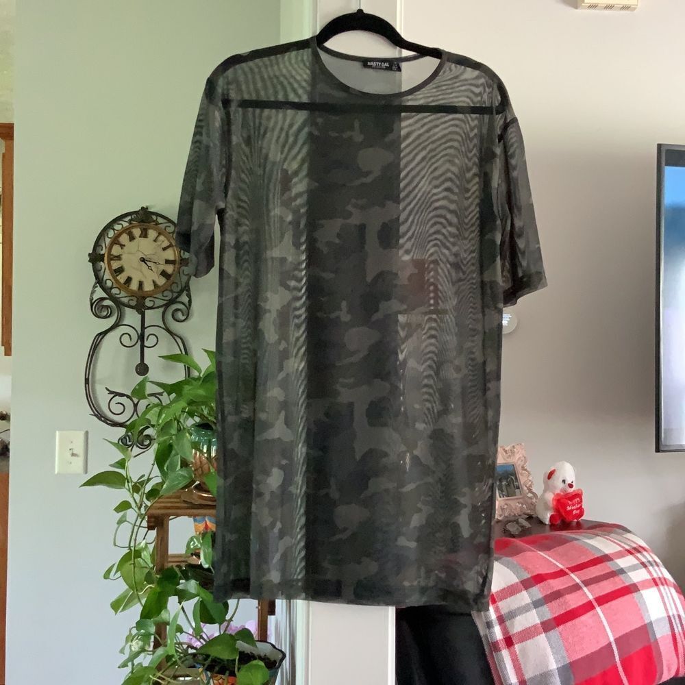 Nasty Gal Sheer Camo Dress/ Cover Up size 6